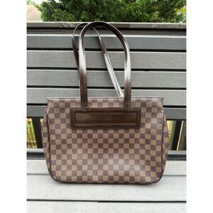 Louis Vuitton Parioli Damier Canvas & Leather PM Shoulder Tote Bag Brown OS